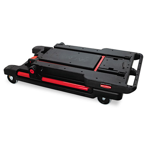 Image of Rubbermaid® Commercial Convertible Utility Cart, Plastic, 2 Shelves, 400 lb Capacity, 23.88" x 45.13" x 34.38", Black