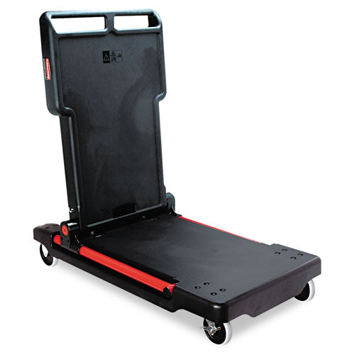 Image of Rubbermaid® Commercial Convertible Utility Cart, Plastic, 2 Shelves, 400 lb Capacity, 23.88" x 45.13" x 34.38", Black