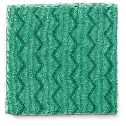Image of Rubbermaid® Commercial Reusable Cleaning Cloths, Microfiber, 16 X 16, Green, 12/carton