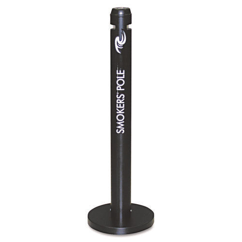 Image of Rubbermaid® Commercial Smoker's Pole, Round, Steel, 0.9 gal, 4 dia x 41h, Black