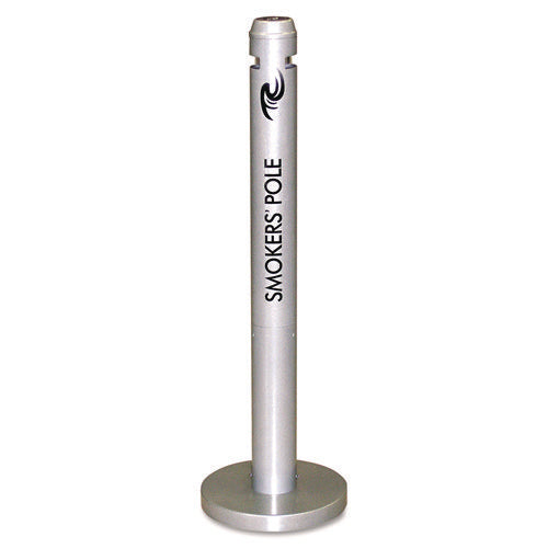 Image of Rubbermaid® Commercial Smoker's Pole, Round, Steel, 0.9 gal, 4 dia x 41h, Silver