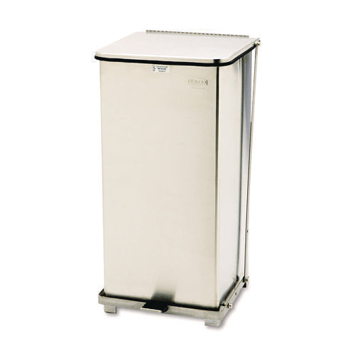 Image of Rubbermaid® Commercial Defenders Heavy-Duty Steel Step Can, 13 gal, Steel, Stainless Steel