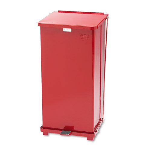 Image of Rubbermaid® Commercial Defenders Heavy-Duty Steel Step Can, 13 gal, Steel, Red