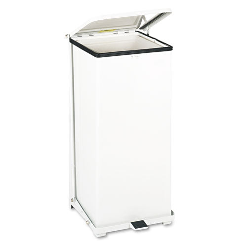 Image of Rubbermaid® Commercial Defenders Heavy-Duty Steel Step Can, 13 gal, Steel, White