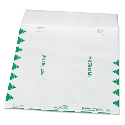 Image of Survivor® Lightweight 14 lb Tyvek Catalog Mailers, First Class, #12 1/2, Square Flap, Redi-Strip Closure, 9.5 x 12.5, White, 100/Box