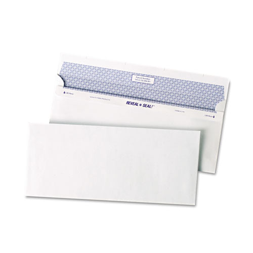 Image of Quality Park Reveal-N-Seal Security Tinted Envelope, #10, Commercial Flap, Self-Adhesive Closure, 4.13 x 9.5, White, 500/Box