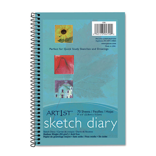 Image of Pacon® Art1st Sketch Diary, 64 lb Text Paper Stock, Blue Cover, (70) 9 x 6 Sheets