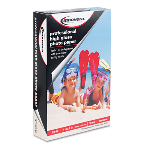 Image of Innovera® High-Gloss Photo Paper, 10 Mil, 4 X 6, High-Gloss White, 100/pack