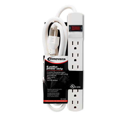 Image of Innovera® Power Strip, 6 Outlets, 6 ft Cord, Ivory