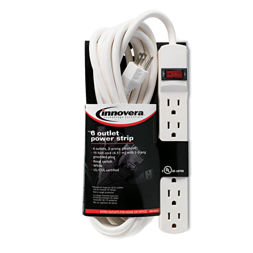 Image of Innovera® Power Strip, 6 Outlets, 15 ft Cord, Ivory