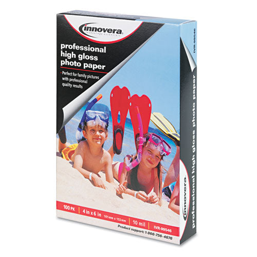 Image of Innovera® High-Gloss Photo Paper, 10 Mil, 4 X 6, High-Gloss White, 100/pack