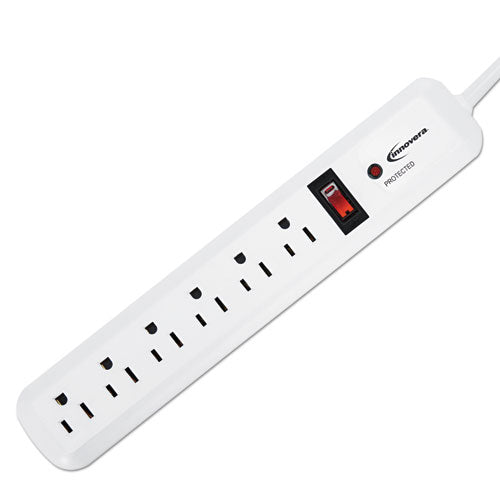 Image of Innovera® Surge Protector, 6 AC Outlets, 4 ft Cord, 540 J, White