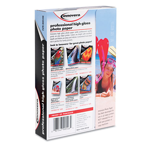 Image of Innovera® High-Gloss Photo Paper, 10 Mil, 4 X 6, High-Gloss White, 100/pack