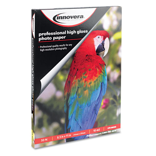 Image of Innovera® High-Gloss Photo Paper, 10 Mil, 8.5 X 11, High-Gloss White, 50/pack