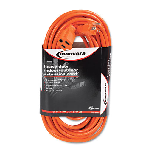 Image of Innovera® Indoor/Outdoor Extension Cord, 50 ft, 13 A, Orange