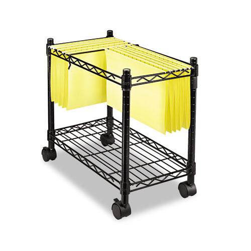 Image of Fellowes® High-Capacity Rolling File Cart, Metal, 1 Shelf, 2 Bins, 24" X 14" X 20.5", Black