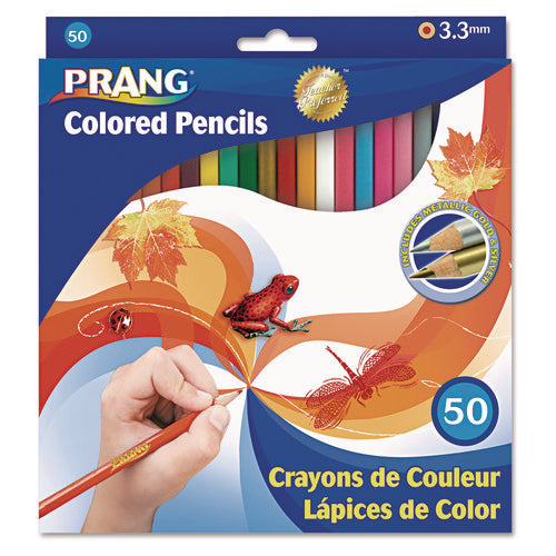 Image of Prang® Colored Pencil Sets, 3.3 mm, 2B, Assorted Lead and Barrel Colors, 50/Pack