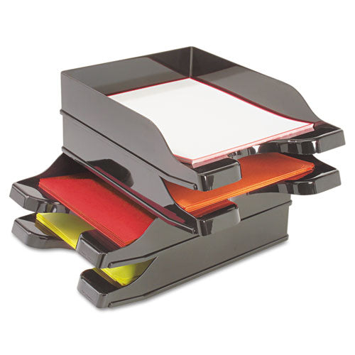 Image of deflecto® Docutray Multi-Directional Stacking Tray Set, 2 Sections, Letter To Legal Size Files, 10.13" X 13.63" X 2.5", Black, 2/pack