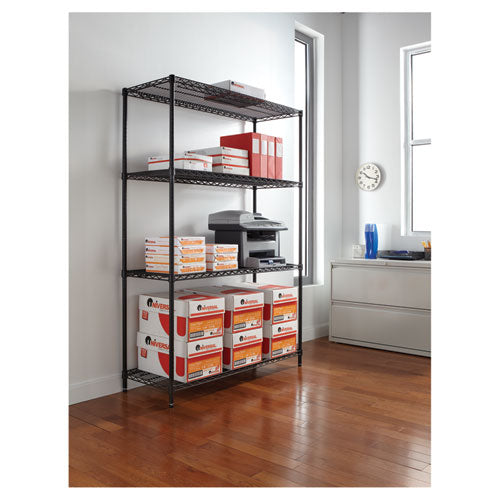 Image of Alera® NSF Certified Industrial Four-Shelf Wire Shelving Kit, 48w x 18d x 72h, Black