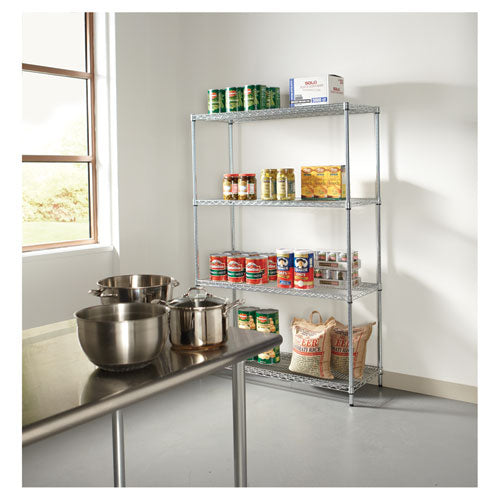 Image of Alera® NSF Certified Industrial Four-Shelf Wire Shelving Kit, 48w x 18d x 72h, Silver