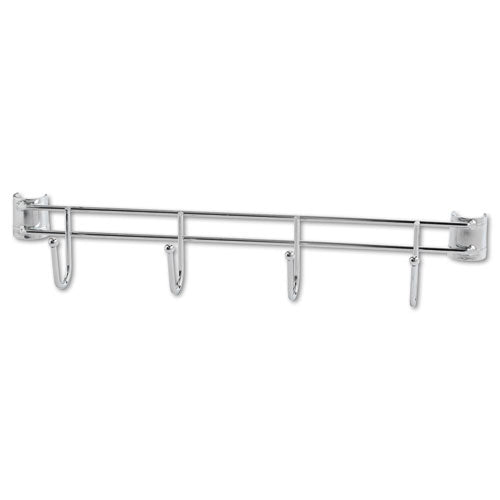 Image of Alera® Hook Bars For Wire Shelving, Four Hooks, 18" Deep, Silver, 2 Bars/pack