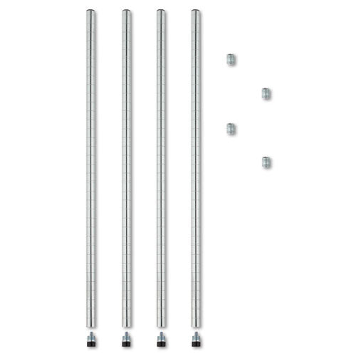 Image of Alera® Stackable Posts For Wire Shelving, 36" High, Silver, 4/pack