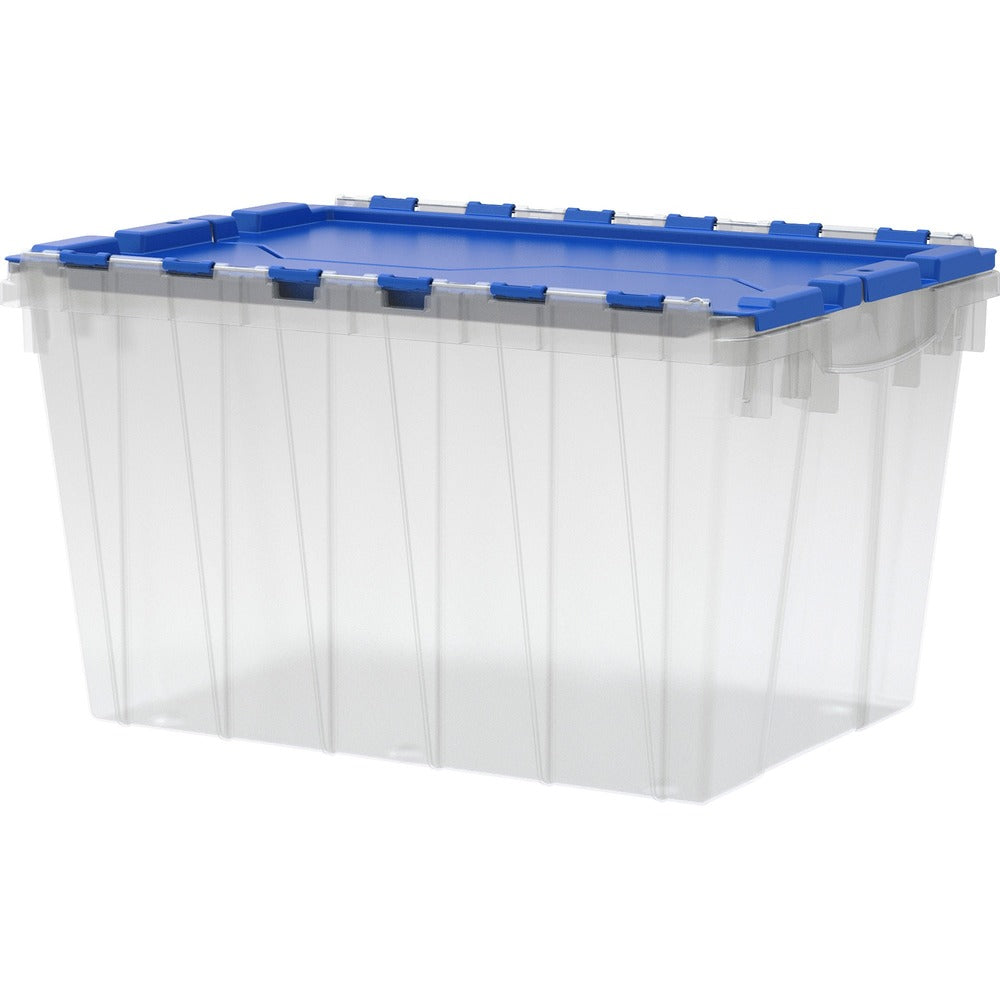 Image of Akro-Mils Storage Box, 12-Gallon, 15"x21-1/2"x12-1/2", Clear/Blue