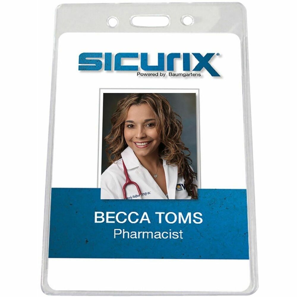 Image of Baumgartens Govt Badge Holder,Vinyl,Vertical,2-5/8"x3-7/8",50/PK,CL
