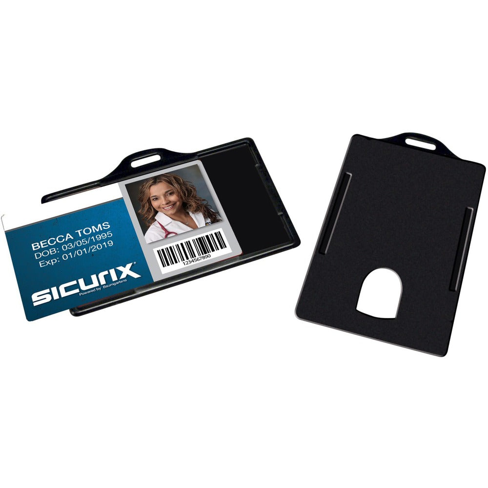 Image of Baumgartens ID Card Holders,Horizontal,3-3/8"x2-1/8"25/PK,Black