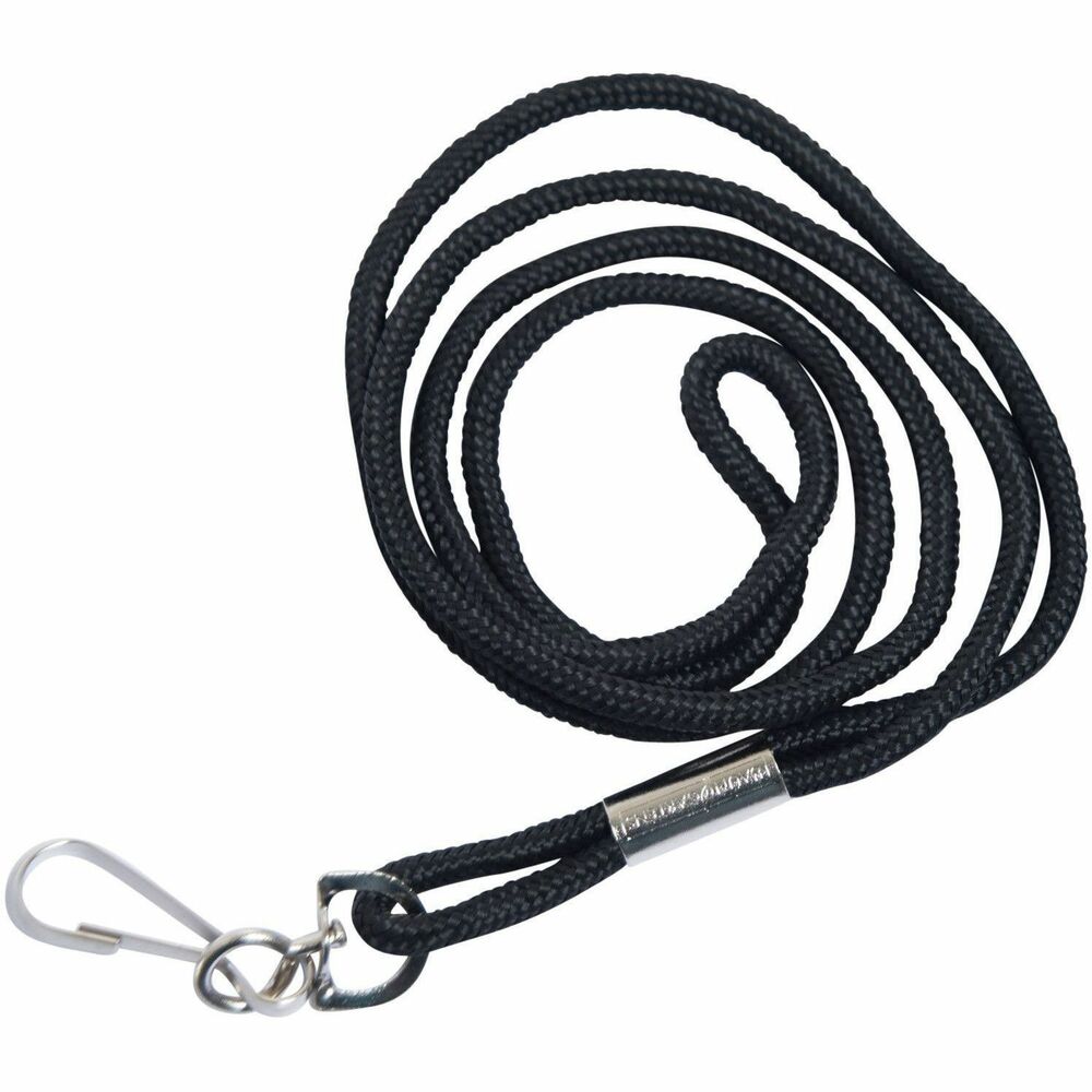 Image of Baumgartens Standard Lanyards, w/Hook, 36" L, 12/PK, Black