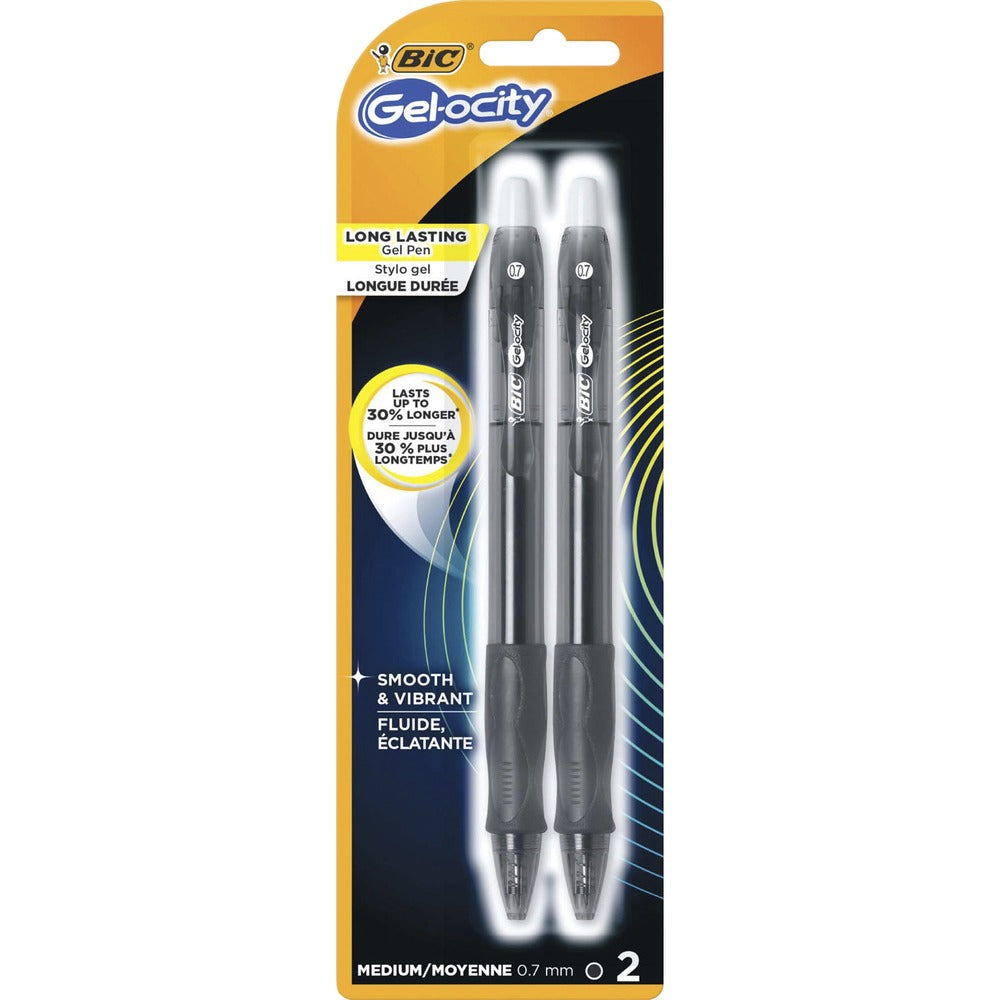 Image of Bic Gel Pen, Retractable, 0.7mm Point, 2/PK, Black