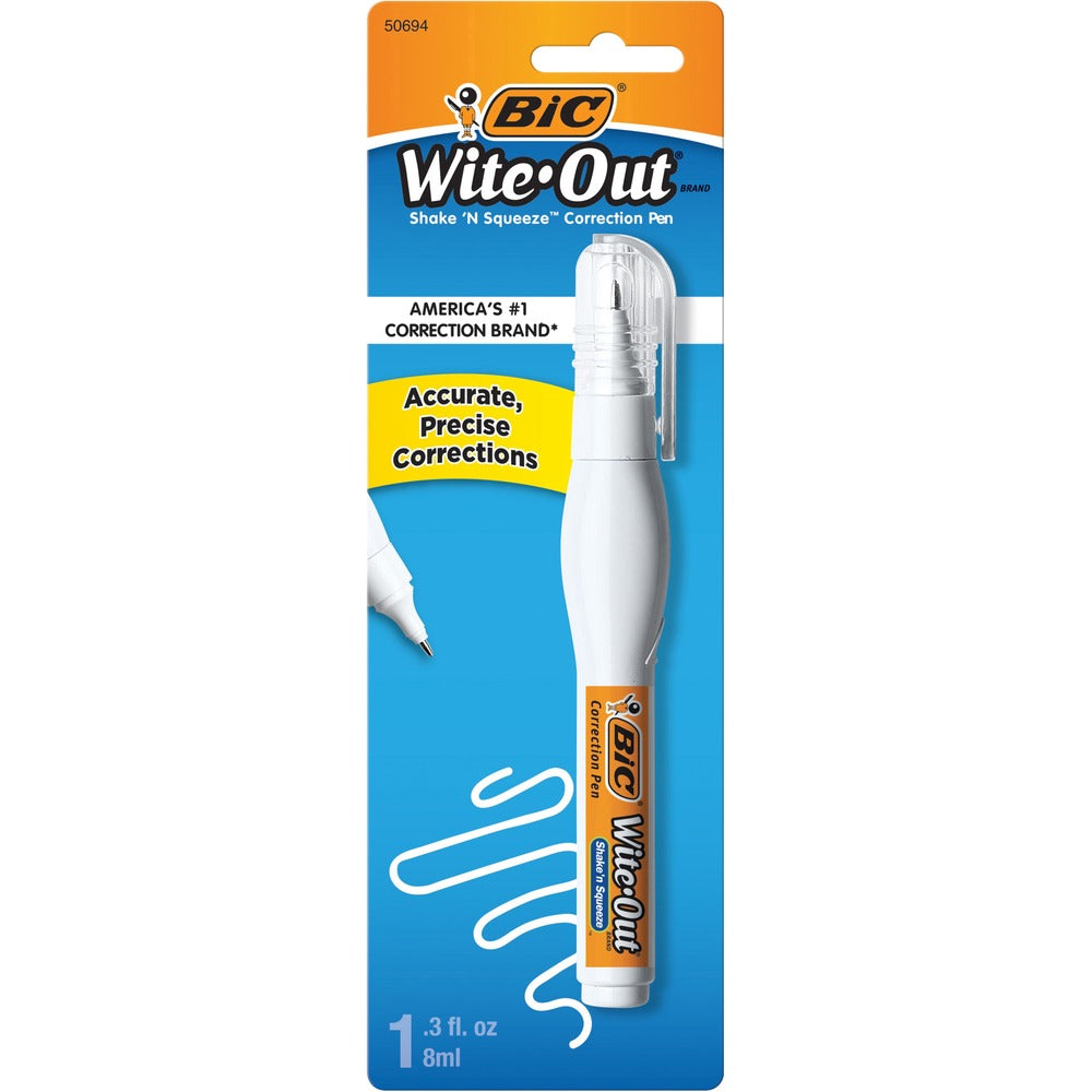Image of Bic Correction Pen, Fast Drying, Needlept Tip, 8ml, Blister, WE