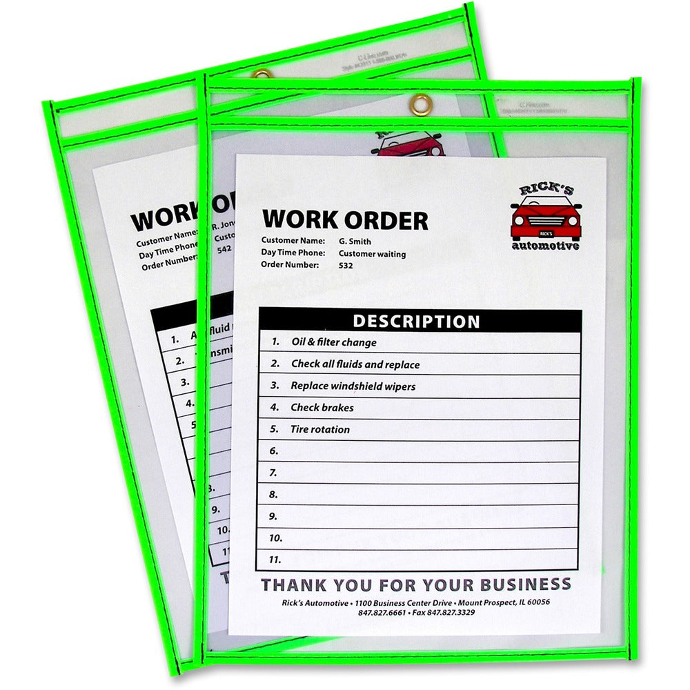 Image of C-Line Shop Ticket Holder, 9"x12", Metal Eyelet, Neon Green