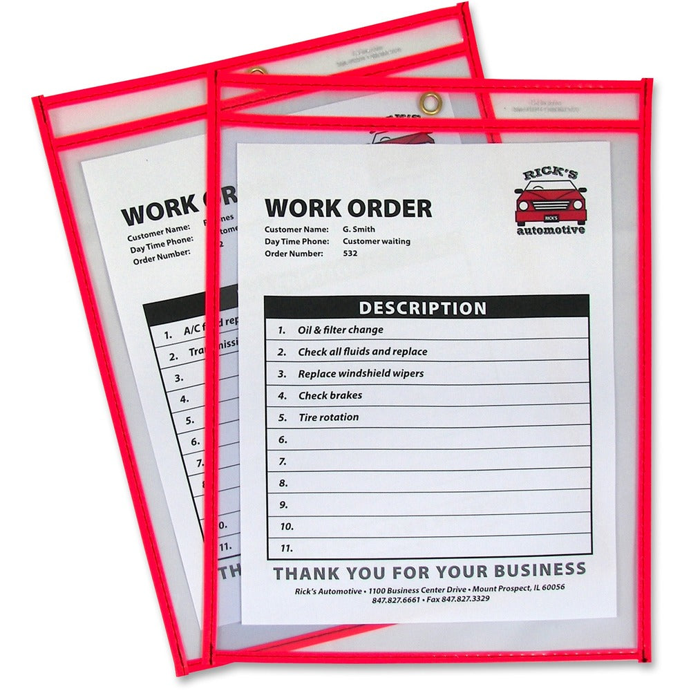 Image of C-Line Shop Ticket Holder, 9"x12", Metal Eyelet, Neon Red