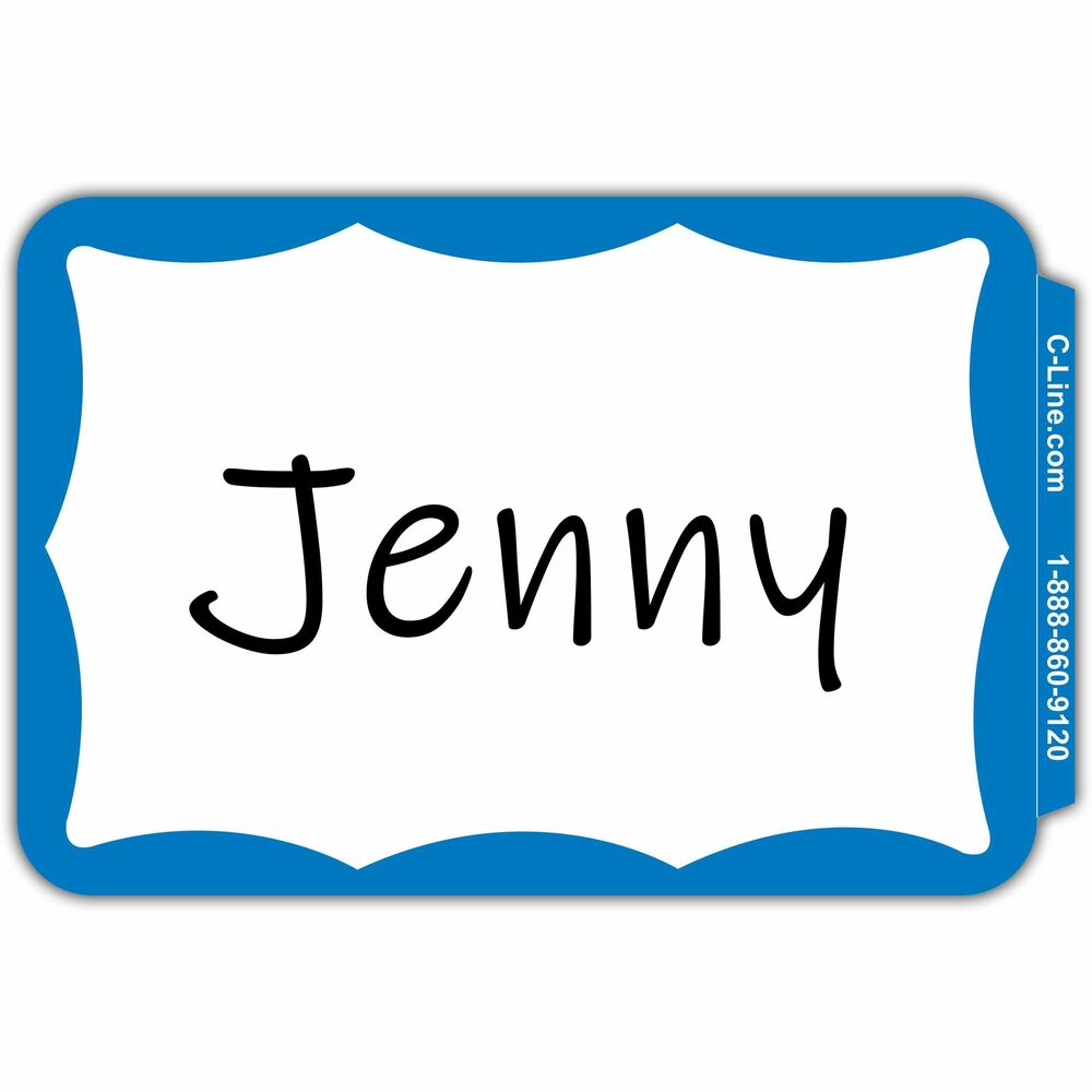Image of C-Line Name Badges, 3-1/2"x2-1/4", 100/BX, Blue Border
