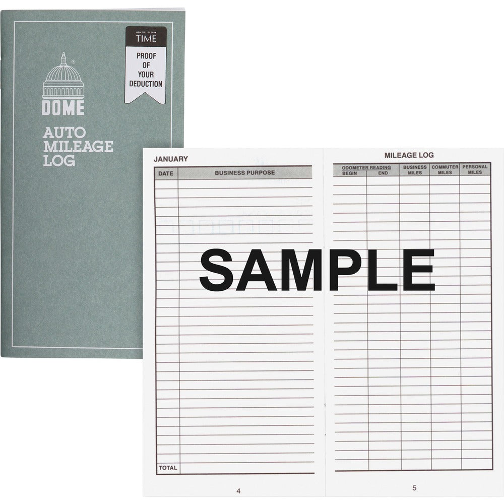 Image of Dome Publishing Co Inc Auto Mileage Book,12 Mthly Forms,32 Pages,3-1/4"x6-1/4",Gray