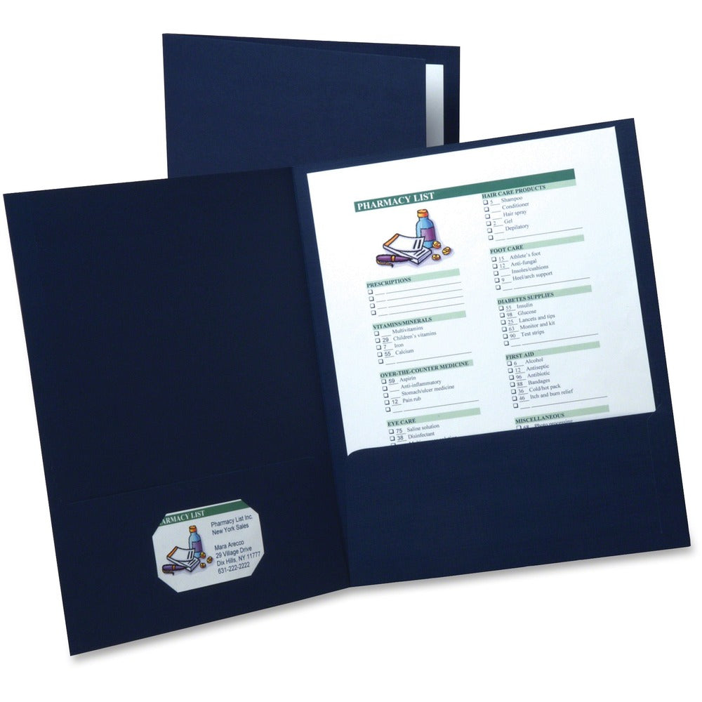 Image of Oxford Linen Twin Pocket Portfolios, Letter, 5/PK, Navy