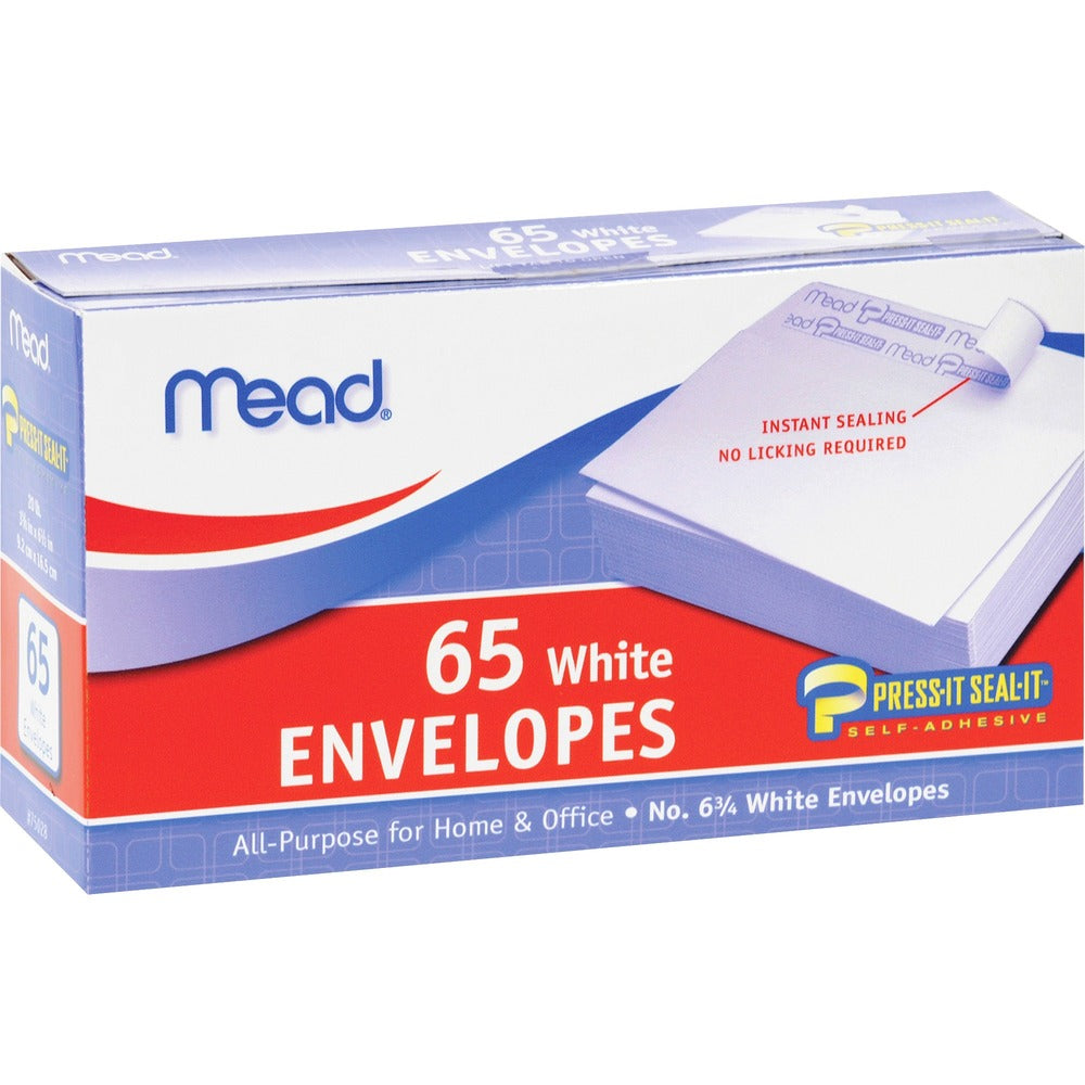 Image of Mead Plain Envelopes, No 6.75, Self-Sealing, 65/BX, White
