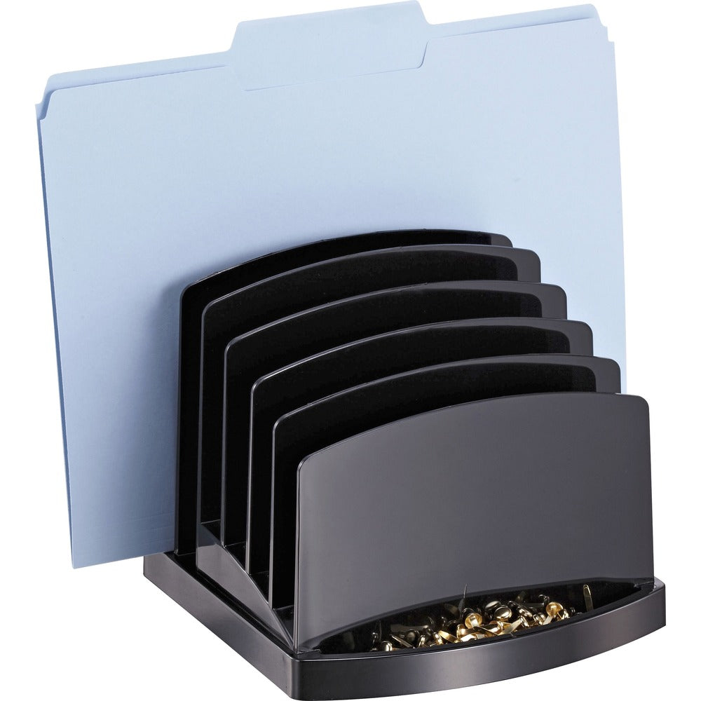 Image of Officemate Incline Sorter, 6 Slots,Clip Holder,7-1/2"x7-1/2"x6-3/8", BK
