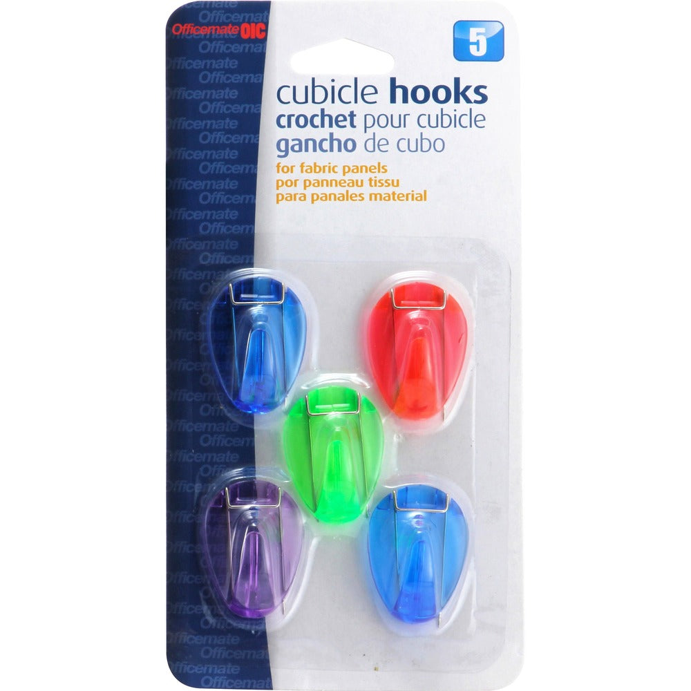 Image of Officemate Cubicle Hooks, Standard, 5/PK, Translucent AST