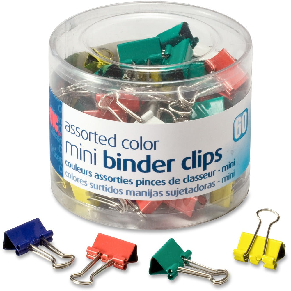 Image of Officemate Mini Binder Clips, Metal, 60/PK, AST
