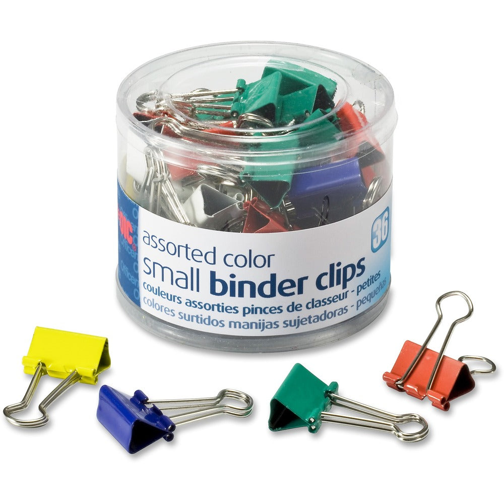 Image of Officemate Binder Clips, Small, 36/PK, Green/White/Yellow/Blue/Red