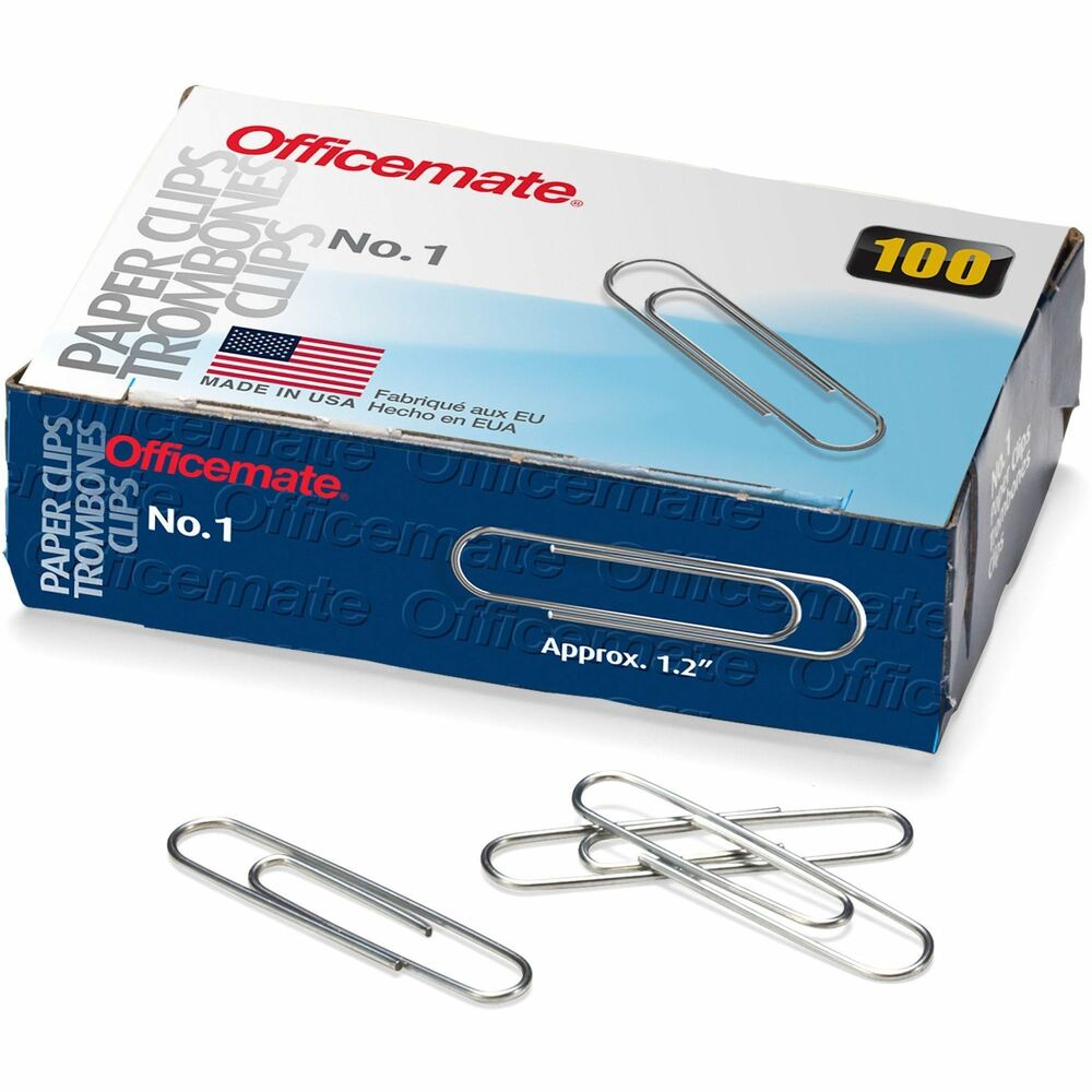 Image of Officemate Paper Clips, Size 1, Standard, .034 Gauge, 1000/PK, Silver