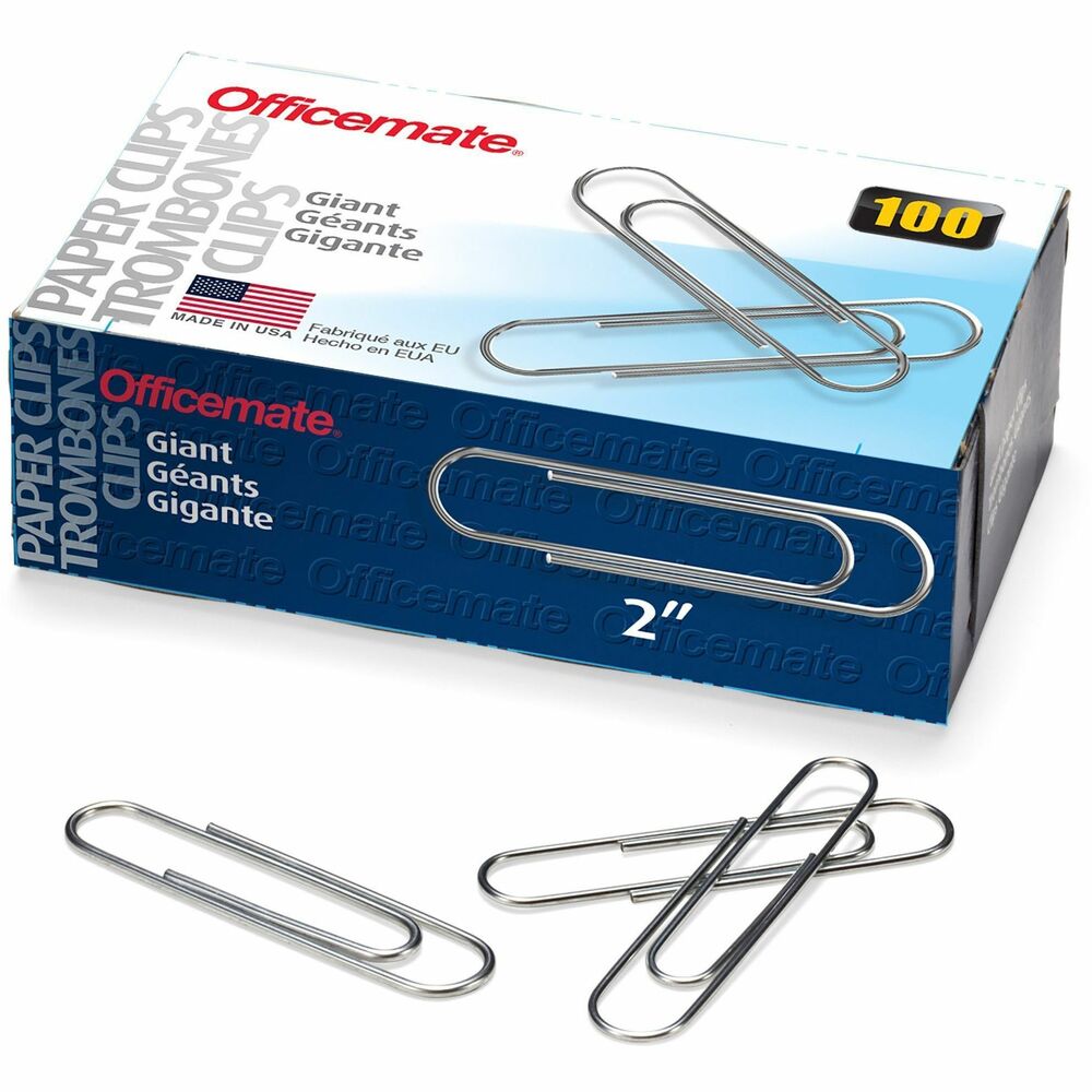 Image of Officemate Paper Clips, Giant, .045 Gauge, 1000/PK, Silver