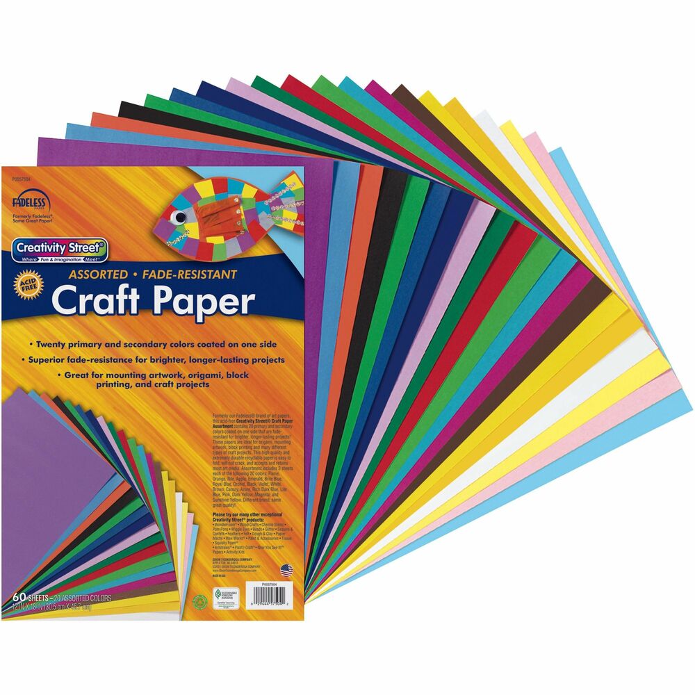 Image of Pacon Fadeless Sheets, 12"x18", 60 Sh/PK, 20 Assorted Colors
