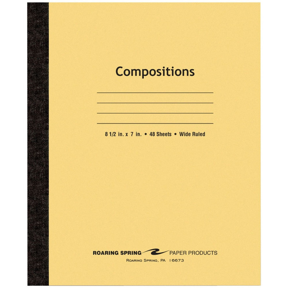 Image of Roaring Spring Paper Products Composition Book,Wide Ruled,7"x8-1/2",48 Sheets,Manila Cover