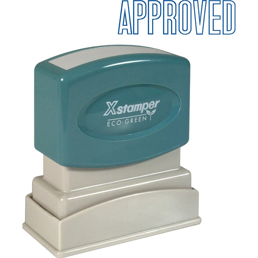 Image of Shachihata Inc Pre-Inked Stamp "Approved", 1/2"x1-5/8" Impression, Blue Ink