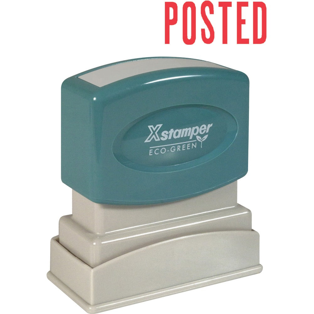 Image of Shachihata Inc "Posted" Pre-inked Stamp, 1/2"x1-5/8" Impression, Red Ink