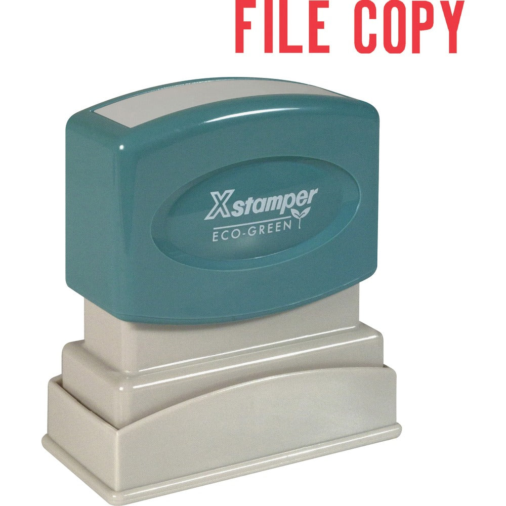Image of Shachihata Inc "File Copy" Pre-inked Stamp, 1/2"x1-5/8", Red Ink