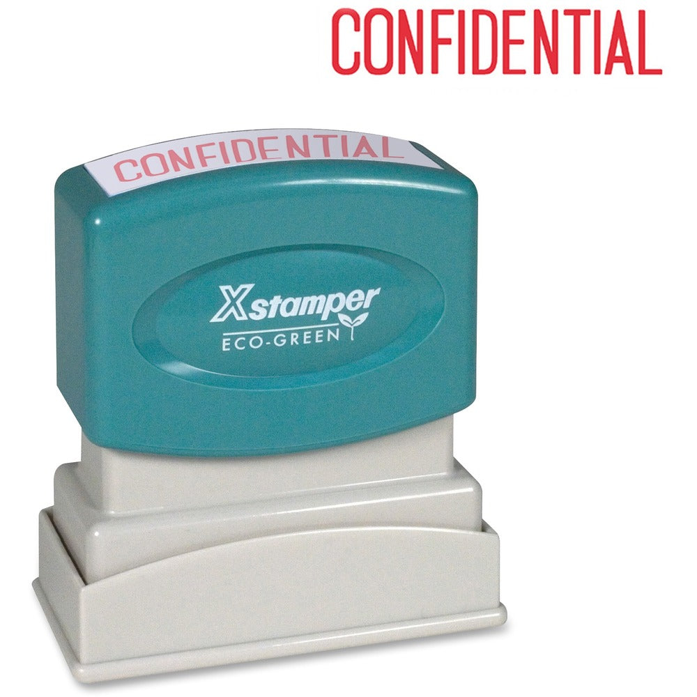 Image of Shachihata Inc "Confidential" Ink Stamp, 1/2"x1-5/8", Red Ink